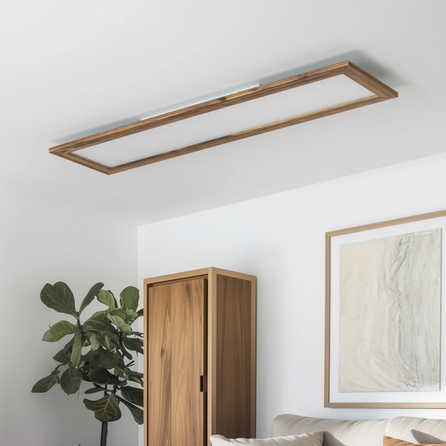 Brilagi - LED prigušiva plafonska svetiljka SLIMFRAME WOOD LED/58W/230V 124x33,7 cm 3000-6000K braon + daljinski upravljač