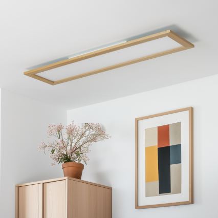 Brilagi - LED prigušiva stropna lampa SLIMFRAME WOOD LED/58W/230V 124x34 cm 3000-6000K braon + daljinski upravljač
