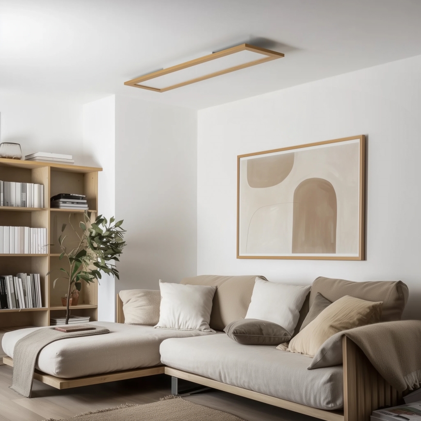 Brilagi - LED prigušiva stropna lampa SLIMFRAME WOOD LED/58W/230V 124x34 cm 3000-6000K braon + daljinski upravljač