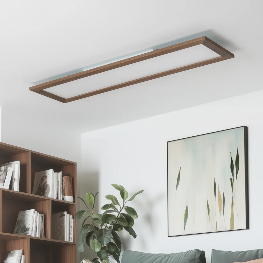 Brilagi - LED prigušiva stropna lampa SLIMFRAME WOOD LED/58W/230V 124x34 cm 3000-6000K tamno braon + daljinski upravljač