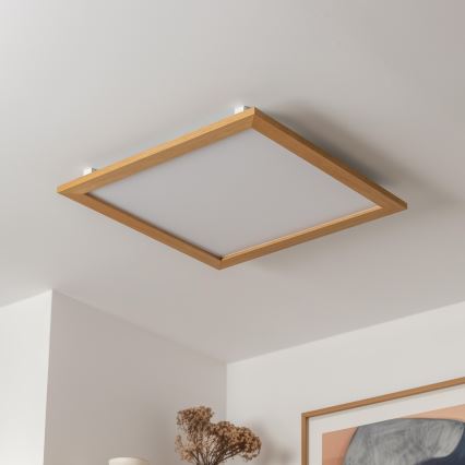 Brilagi - LED prigušiva plafonska svetiljka SLIMFRAME WOOD LED/58W/230V 64x64 cm 3000-6000K braon + daljinski upravljač