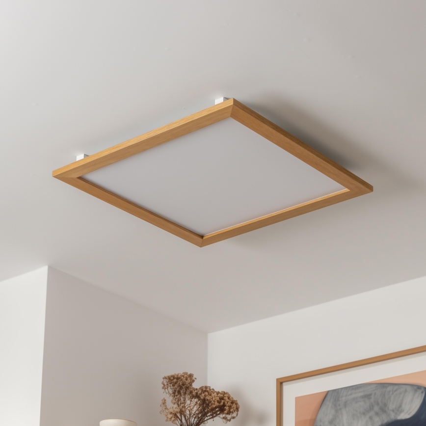 Brilagi - LED prigušiva plafonska svetiljka SLIMFRAME WOOD LED/58W/230V 64x64 cm 3000-6000K braon + daljinski upravljač
