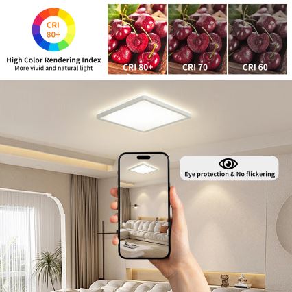 Brilagi - prigušiva LED plafonska svetiljka ULTRA SLIM LED/18W/230V 2700-6500K 30x30 cm bela + daljinski upravljač