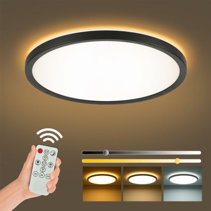 Brilagi - LED prigušiva plafonsko svetlo ULTRA SLIM LED/18W/230V 2700-6500K fi 30 cm crna + daljinski upravljač