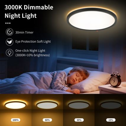 Brilagi - LED prigušiva stropna svetiljka ULTRA SLIM LED/24W/230V 2700-6500K prečnik 42 cm crna + daljinski upravljač