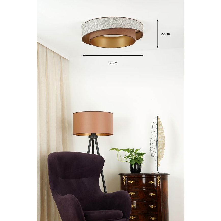 Brilagi - LED prigušiva plafonska svetiljka VEGAS SHINE LED/24W/230V, prečnik 60 cm, 3000/4000/6500K, braon, sa daljinskim upravljačem
