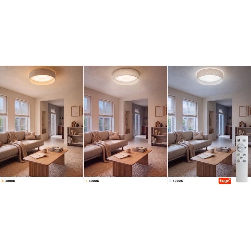 BRILAGI - LED prigušiva stropna svetiljka VELVET SMARTIX STARS LED/36W/230V 3000-6000K prečnik 55 cm krem Wi-Fi Tuya Beacon + daljinski upravljač