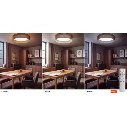 BRILAGI - LED prigušiva stropna svetiljka VELVET SMARTIX LED/24W/230V 3000-6000K prečnik 45 cm braon Wi-Fi Tuya Beacon + daljinski upravljač
