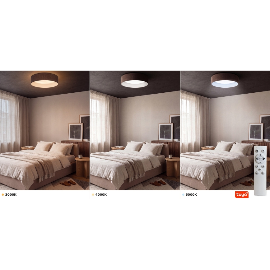 BRILAGI - LED prigušiva stropna svetiljka VELVET SMARTIX LED/36W/230V 3000-6000K prečnik 55 cm braon Wi-Fi Tuya Beacon + daljinski upravljač