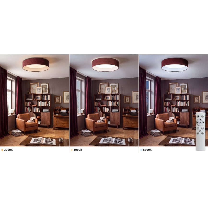 BRILAGI - LED prigušiva plafonska svetiljka VELVET SMART VARI LED/24W/230V 3000-6500K prečnik 45 cm bordo + daljinski upravljač