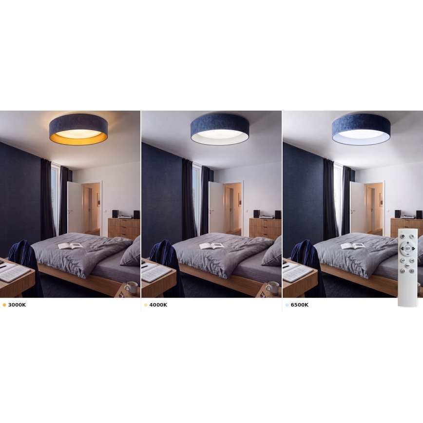 BRILAGI - prigušiva stropna LED svetiljka VELVET SMART VARI LED/24W/230V 3000-6500K, prečnik 45 cm, plava + sa daljinskim upravljačem