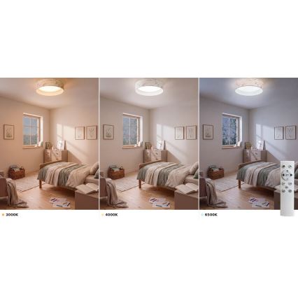BRILAGI - LED prigušiva stropna svetiljka VELVET SMART VARI LED/36W/230V 3000-6500K prečnik 55 cm bela/cvetni dezen + daljinski upravljač