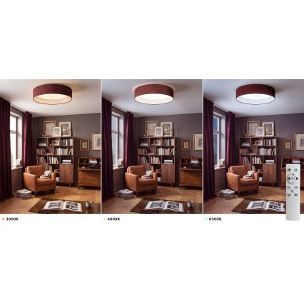 BRILAGI - LED prigušiva plafonska svetiljka VELVET SMART VARI LED/36W/230V 3000-6500K Ø 55 cm bordo + daljinski upravljač