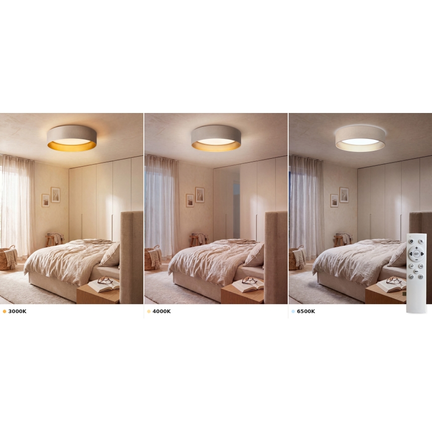 BRILAGI - LED prigušiva stropno svetilo VELVET SMART VARI LED/36W/230V 3000-6500K prečnik 55 cm krem/zlatna + daljinski upravljač