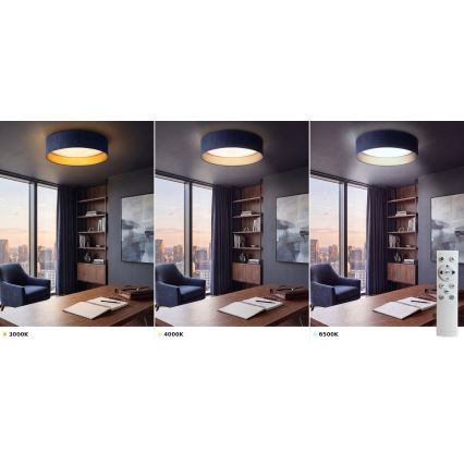 BRILAGI - LED prigušiva plafonska lampa VELVET SMART VARI LED/36W/230V 3000-6500K prečnik 55 cm plava/zlatna + daljinski upravljač