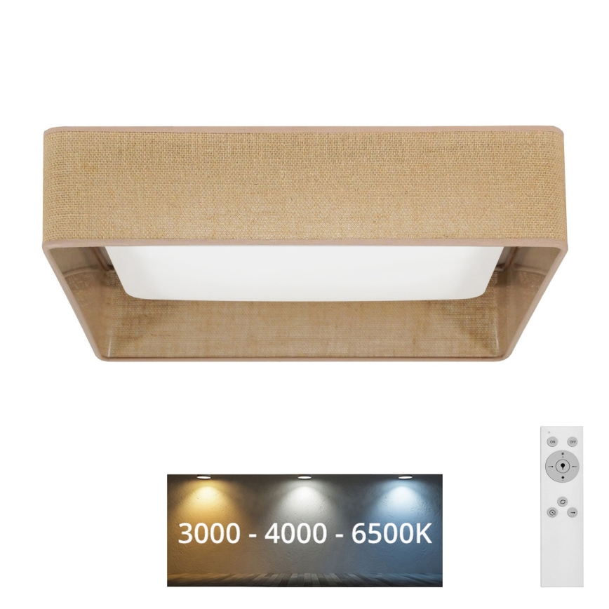 Brilagi - LED prigušiva plafonska svetiljka VELVET SQUARE LED/24W/230V 43x43 cm 3000/4000/6500K + sa daljinskim upravljačem braon