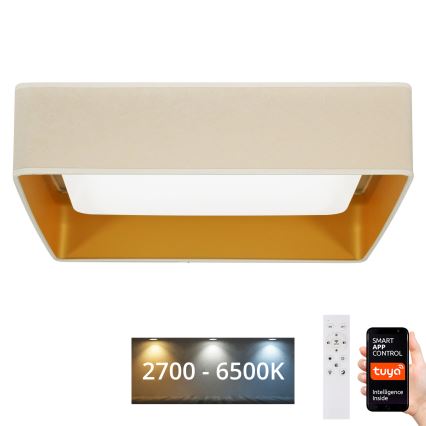 Brilagi - LED prigušiva stropno svetlo VELVET SQUARE SMART LED/36W/230V 60x60 cm 2700-6500K Wi-Fi Tuya + daljinski upravljač krem