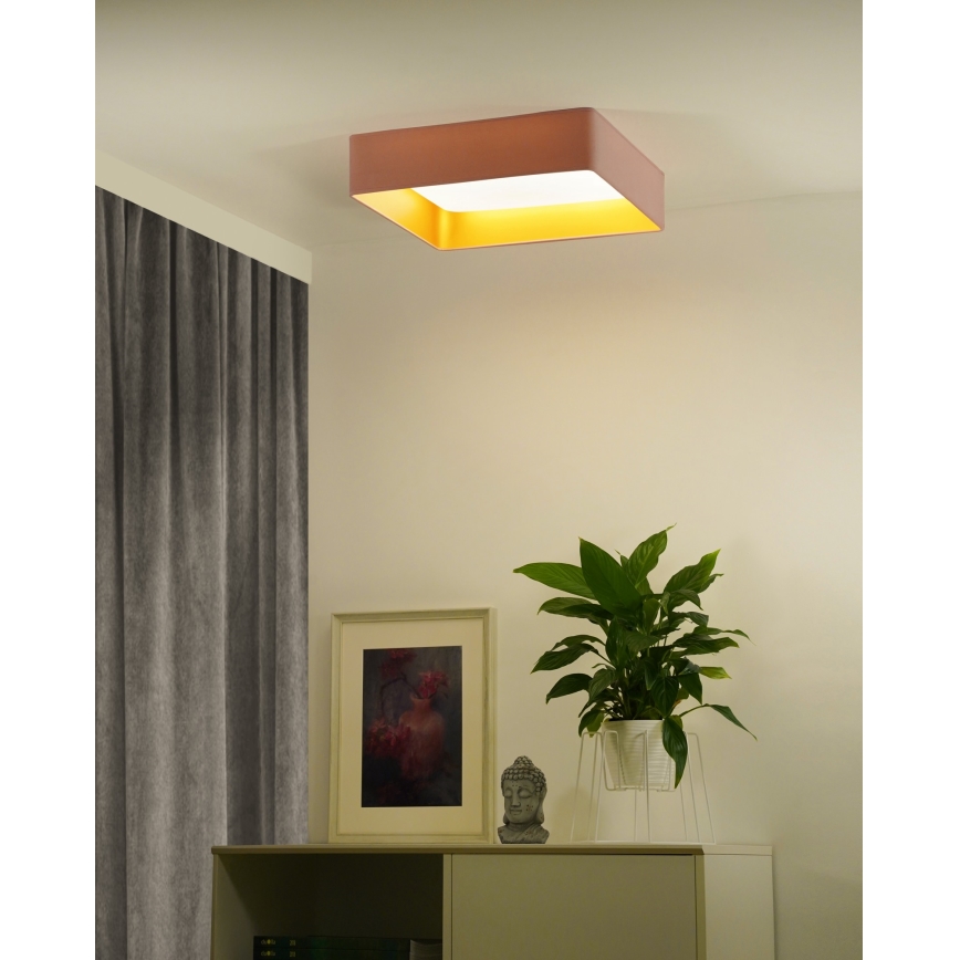 Brilagi - LED prigušiva plafonska svetiljka VELVET SQUARE SMART LED/36W/230V 60x60 cm 2700-6500K Wi-Fi Tuya + daljinski upravljač ružičasta