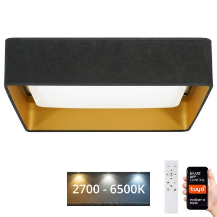 Brilagi - LED prigušiva stropna svetiljka VELVET SQUARE SMART LED/36W/230V 2700-6500K Wi-Fi Tuya + daljinski upravljač siva