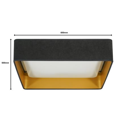 Brilagi - LED prigušiva stropna svetiljka VELVET SQUARE SMART LED/36W/230V 2700-6500K Wi-Fi Tuya + daljinski upravljač siva