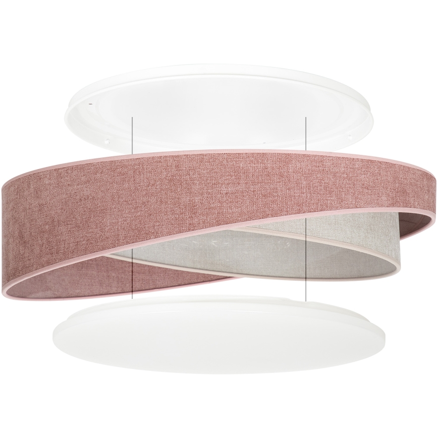 BRILAGI - prigušiva stropna svetiljka VELVET TWIST LED/36W/230V 3000-6000K prečnik 65 cm Wi-Fi Tuya Beacon ružičasta/krem + daljinski upravljač
