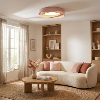 BRILAGI - LED prigušiva stropna svetiljka VELVET TWIST LED/36W/230V 3000-6000K pr. 65 cm Wi-Fi Tuya Beacon ružičasta/bež + daljinski upravljač