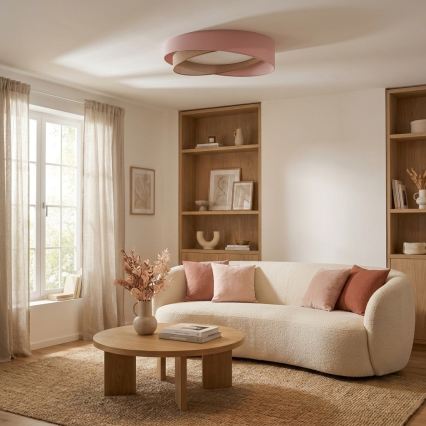 BRILAGI - LED prigušiva stropna svetiljka VELVET TWIST LED/36W/230V 3000-6000K pr. 65 cm Wi-Fi Tuya Beacon ružičasta/bež + daljinski upravljač