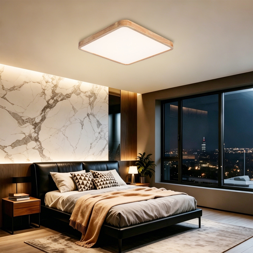 BRILAGI - LED prigušiva stropna svetiljka WOODLINE SQUARE LED/80W/230V 3000-6000K hrast 60x60 cm + daljinski upravljač