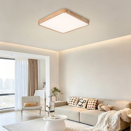 BRILAGI - LED prigušiva stropna svetiljka WOODLINE SQUARE LED/80W/230V 3000-6000K hrast 60x60 cm + daljinski upravljač