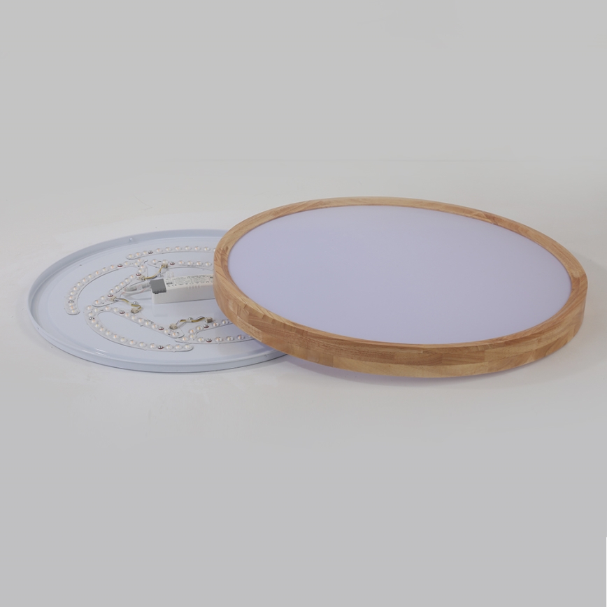 Brilagi - LED prigušiva stropna svetiljka WOODROUND LED/40W/230V 3000-6000K prečnik 60 cm drvo CRI 90 + daljinski upravljač