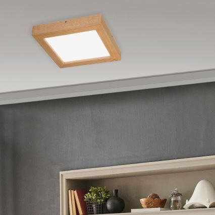 Brilagi - LED prigušiva plafonska lampa za kupatilo WOODY FRAME LED/24W/230V hrast 30x30 cm 3000-6000K IP44 + daljinski upravljač