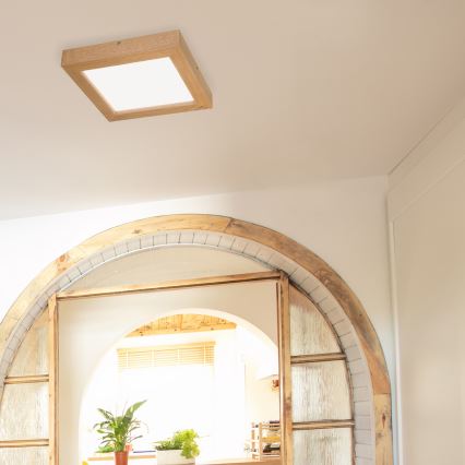 Brilagi - LED prigušiva plafonska lampa za kupatilo WOODY FRAME LED/24W/230V hrast 30x30 cm 3000-6000K IP44 + daljinski upravljač