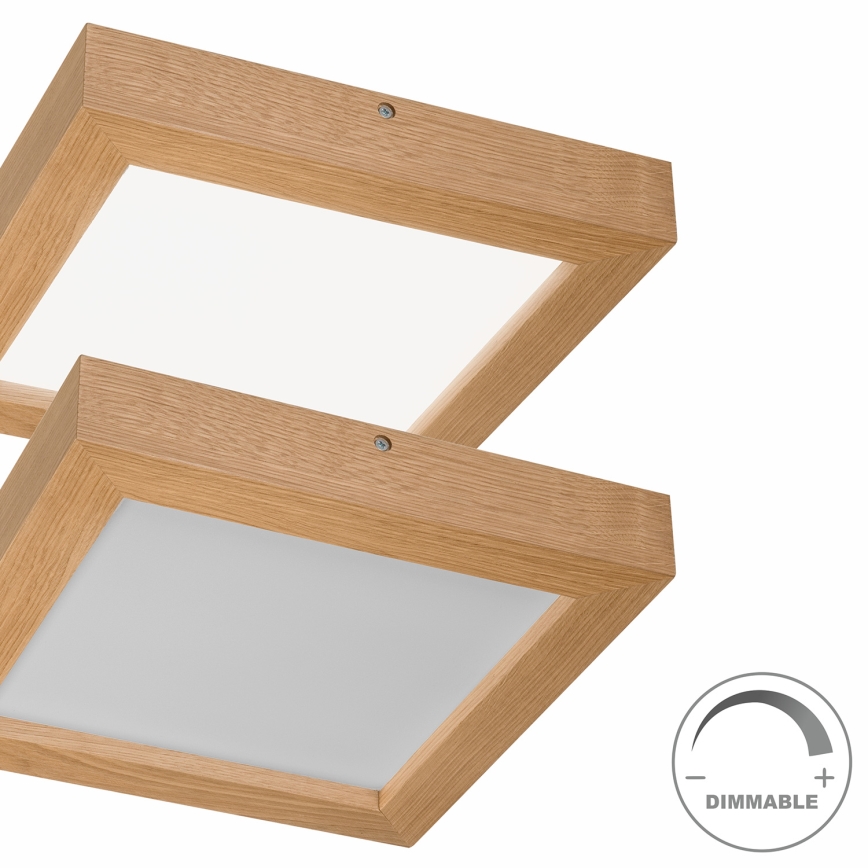Brilagi - LED prigušiva plafonska lampa za kupatilo WOODY FRAME LED/24W/230V hrast 30x30 cm 3000-6000K IP44 + daljinski upravljač