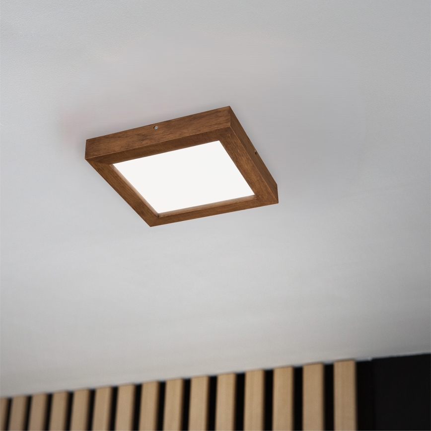 Brilagi - prigušiva LED stropna lampa za kupatilo WOODY FRAME LED/24W/230V hrast-trešnja 30x30 cm 3000-6000K IP44 + daljinski upravljač