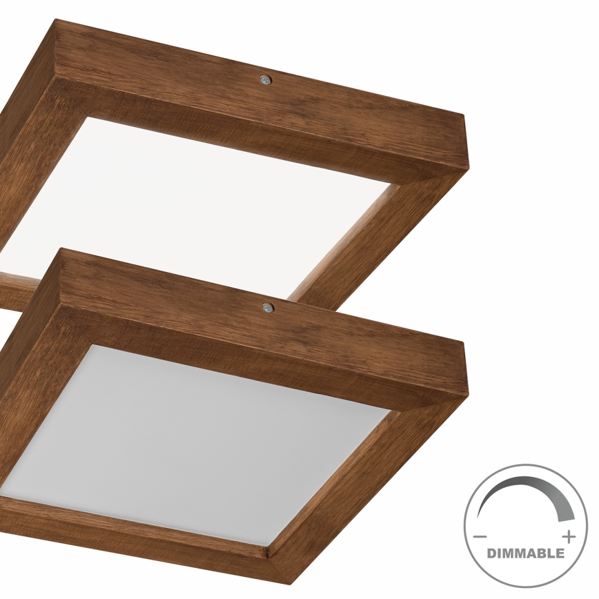 Brilagi - prigušiva LED stropna lampa za kupatilo WOODY FRAME LED/24W/230V hrast-trešnja 30x30 cm 3000-6000K IP44 + daljinski upravljač