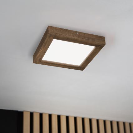 Brilagi - LED prigušiva kupatilsko plafonsko svetlo WOODY FRAME LED/24W/230V hrast/orah 30x30 cm 3000-6000K IP44 + daljinski upravljač
