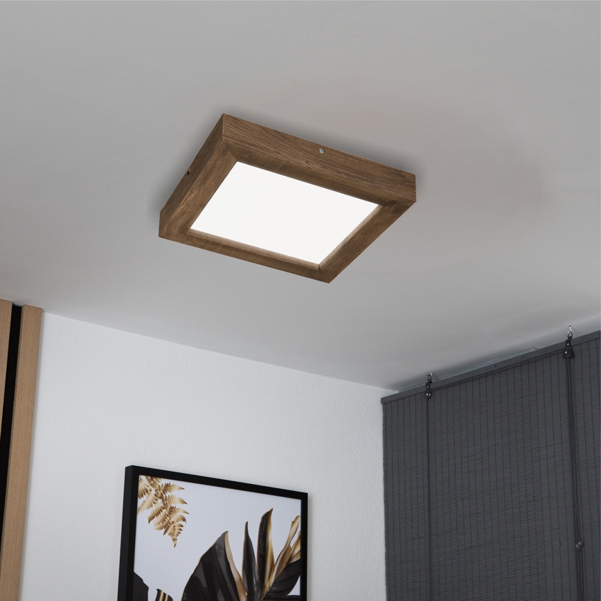 Brilagi - LED prigušiva kupatilsko plafonsko svetlo WOODY FRAME LED/24W/230V hrast/orah 30x30 cm 3000-6000K IP44 + daljinski upravljač