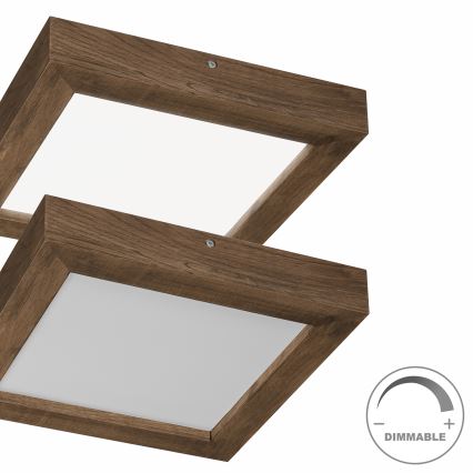 Brilagi - LED prigušiva kupatilsko plafonsko svetlo WOODY FRAME LED/24W/230V hrast/orah 30x30 cm 3000-6000K IP44 + daljinski upravljač