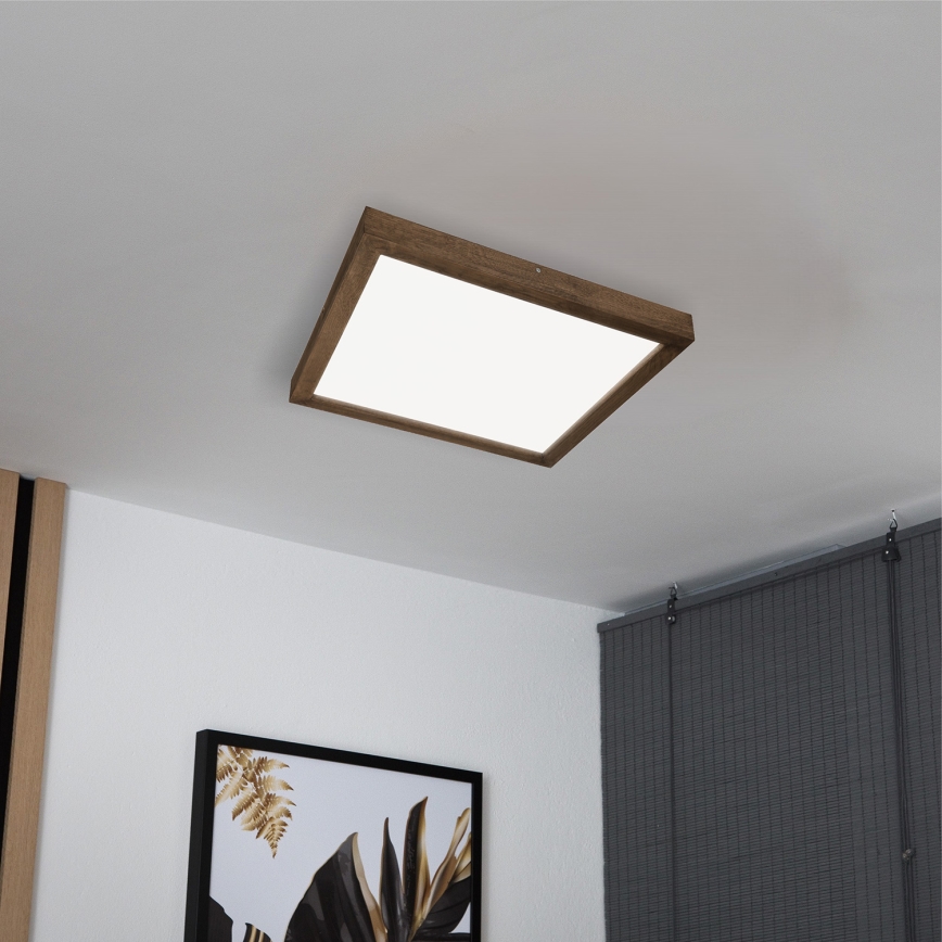 Brilagi - WOODY FRAME LED/50W/230V prigušiva plafonska lampa za kupatilo, hrast/orah 60x60 cm 3000-6000K IP44 + daljinski upravljač