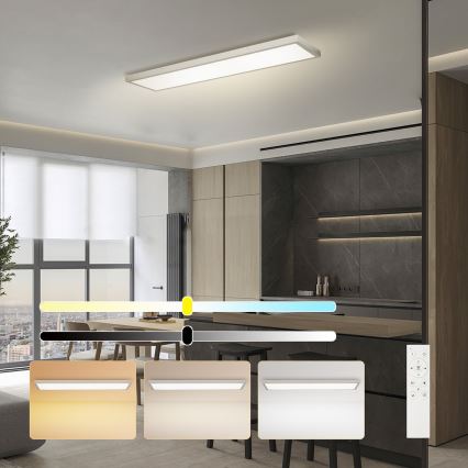 Brilagi - LED prigušiva stropna svetiljka za kupatilo FRAME SMART LED/50W/230V 120x30 cm 3000-6000K IP44 srebrna + daljinski upravljač