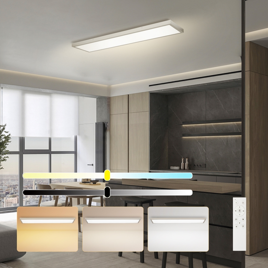 Brilagi - LED prigušiva stropna svetiljka za kupatilo FRAME SMART LED/50W/230V 120x30 cm 3000-6000K IP44 srebrna + daljinski upravljač