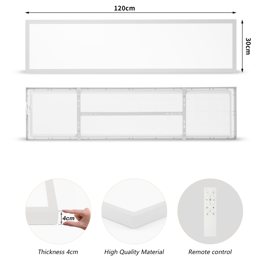 Brilagi - LED prigušiva stropna svetiljka za kupatilo FRAME SMART LED/50W/230V 120x30 cm 3000-6000K IP44 srebrna + daljinski upravljač