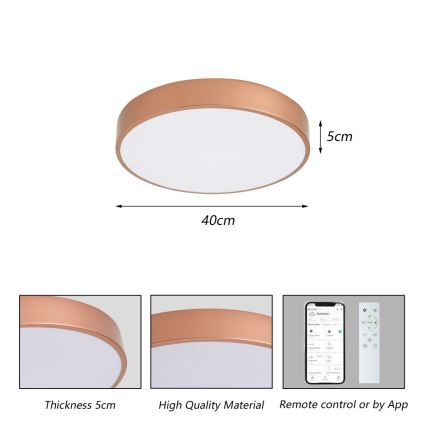 BRILAGI - prigušiva LED stropna svetiljka POOL SMART LED/48W/230V 3000-6000K pr. 40 cm Wi-Fi Tuya bakrena + daljinski upravljač