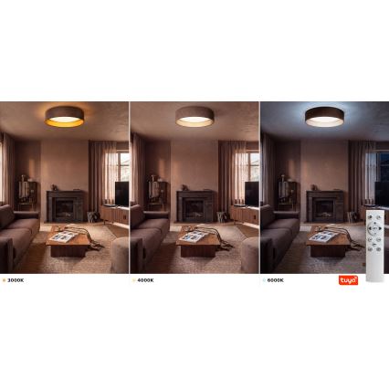 BRILAGI - LED prigušiva stropna svetiljka VELVET SMARTIX STARS LED/36W/230V 3000-6000K prečnik 55 cm braon/zlatna Wi-Fi Tuya Beacon + daljinski upravljač
