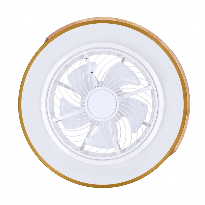 Brilagi - LED prigušiva stropna lampa sa ventilatorom LED/38W/230V 3000-6500K 3000-6500K prečnik 50 cm plava/hrast + daljinski upravljač
