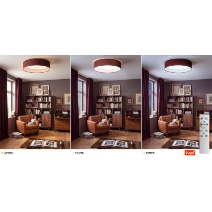 Brilagi - LED prigušiva plafonska svetiljka VELVET SMARTIX STARS LED/24W/230V 3000-6000K prečnik 45 cm vinsko crvena Wi-Fi Tuya Beacon + daljinski upravljač