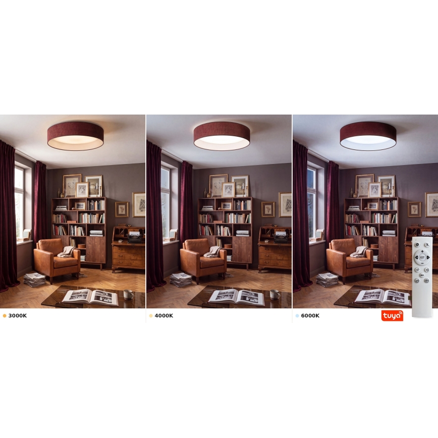 Brilagi - LED prigušiva plafonska svetiljka VELVET SMARTIX STARS LED/24W/230V 3000-6000K prečnik 45 cm vinsko crvena Wi-Fi Tuya Beacon + daljinski upravljač