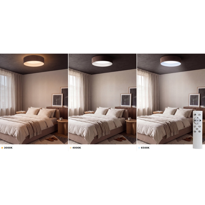 BRILAGI - LED prigušiva stropna svetiljka VELVET SMART VARI LED/24W/230V 3000-6500K prečnik 45 cm braon + daljinski upravljač