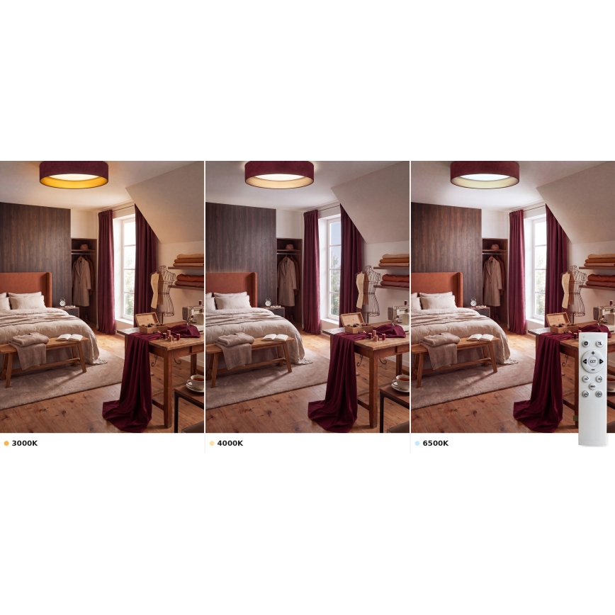BRILAGI - LED prigušiva plafonska svetiljka VELVET SMART VARI LED/36W/230V 3000-6500K prečnik 55 cm bordo/zlatna + daljinski upravljač