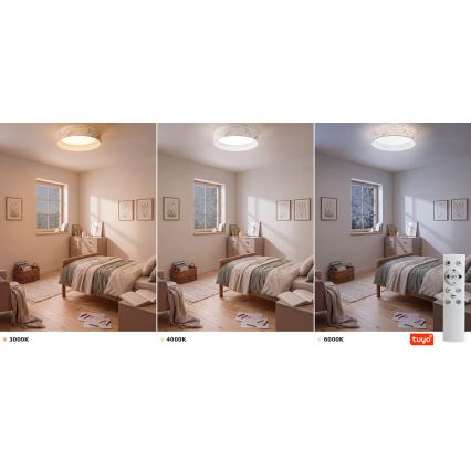 BRILAGI - LED prigušiva stropna svetiljka VELVET SMARTIX LED/24W/230V 3000-6000K prečnik 45 cm bela/cveće Wi-Fi Tuya Beacon + daljinski upravljač
